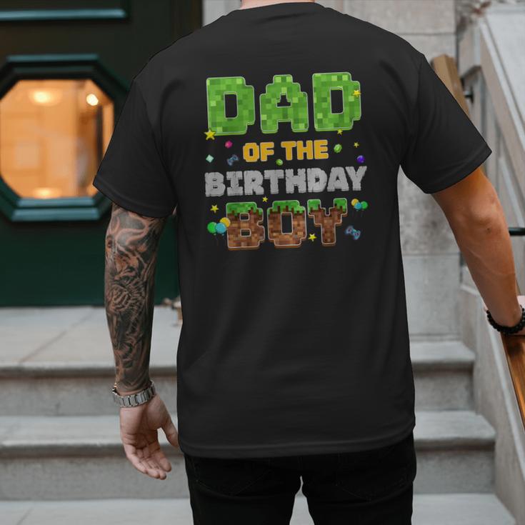 Dad Of The Birthday Boy Pixel Gamer Party Matching Family Men's Back Print T-Shirt
