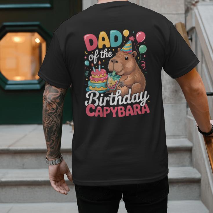 Dad Of The Birthday Capybara Boba Tea Girl Bday Party Family Men's Back Print T-Shirt