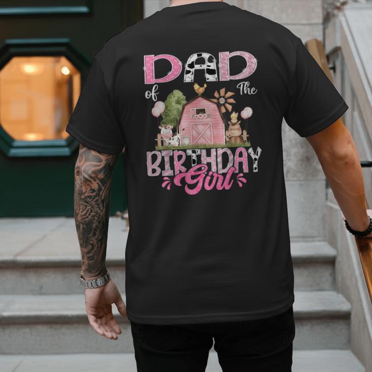 Dad Of The Birthday Girl 1St Birthday Pink Cow Farm Men's Back Print T-Shirt Dad Of The Birthday Girl 1St Birthday Pink Cow Farm Men's Back Print T-Shirt