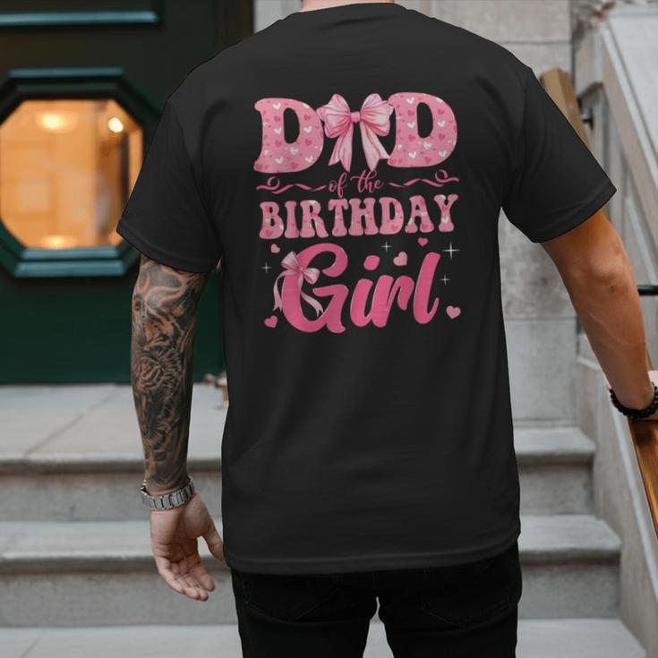 Dad Of The Birthday Girl Family Pink Coquette Bow Men's Back Print T-Shirt