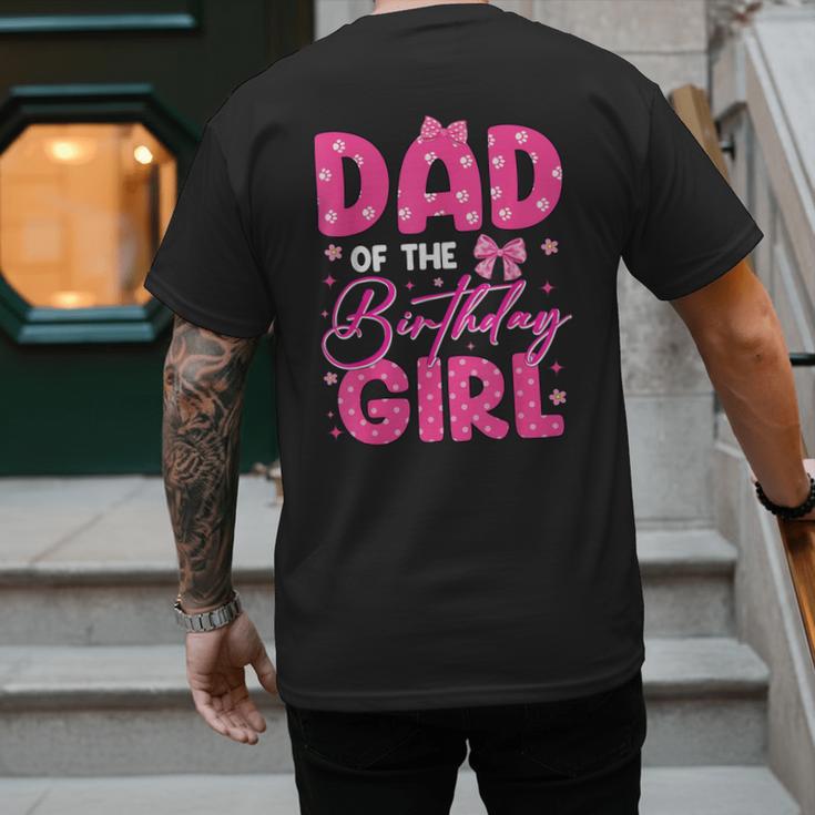 Dad Of The Birthday Girl Pink Bow Birthday Girl Family Men's Back Print T-Shirt