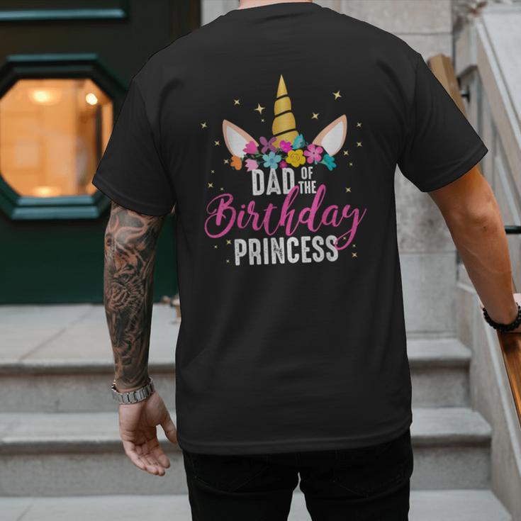 Dad Of The Birthday Princess Father Unicorn Birthday Men's Back Print T-Shirt