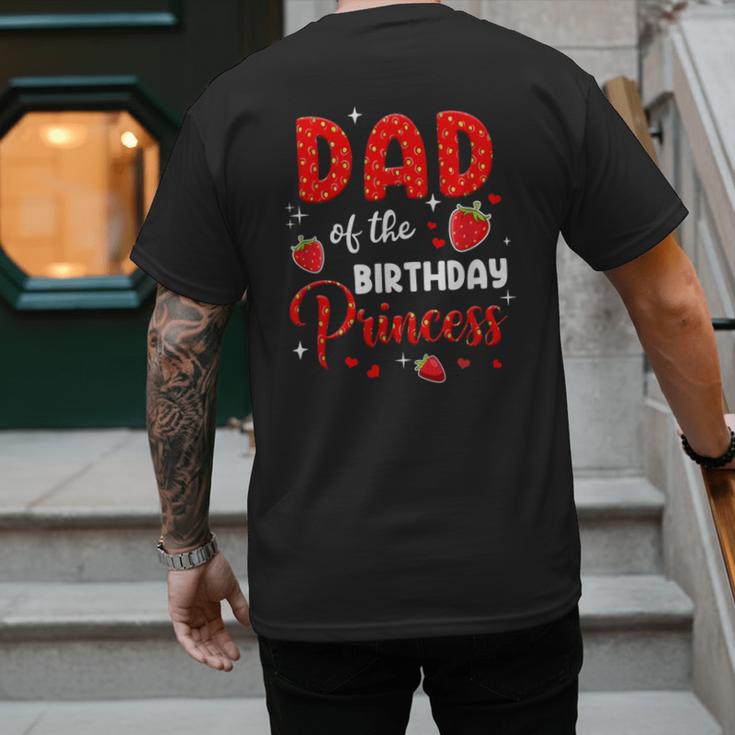 Dad Of The Birthday Princess Strawberry Theme Bday Party Men's Back Print T-Shirt