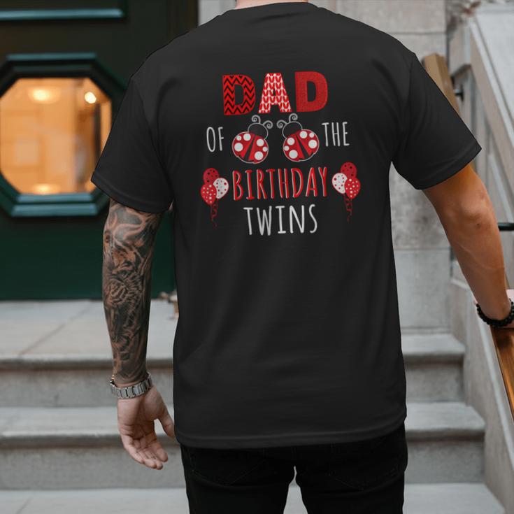 Dad Of The Birthday Twins Ladybug Birthday Family Matching Men's Back Print T-Shirt