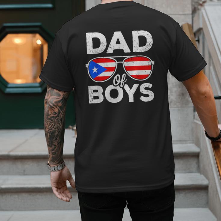 Dad Of Boys Fathers Day Retro Puerto Rico Flag Boricua Dad Men's Back Print T-Shirt
