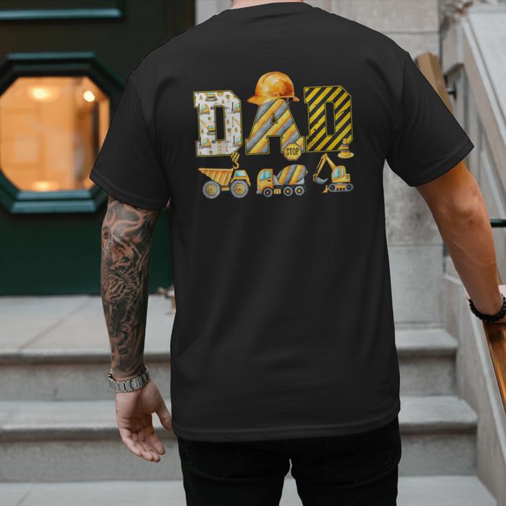 Dad Construction Excavator Kids Matching Family Party Men's Back Print T-Shirt