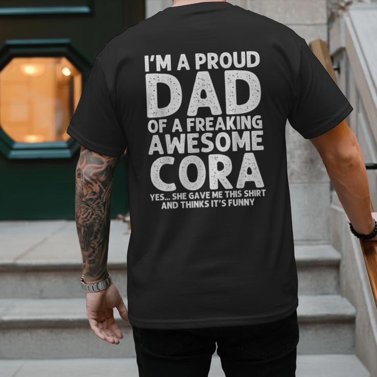 Dad Of CORA Father's Day Personalized Name Joke Men's Back Print T-Shirt