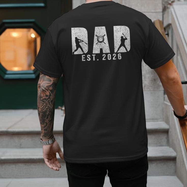 Dad Est 2026 Baseball Dad To Be New Baby Daddy Father's Day Men's Back Print T-Shirt