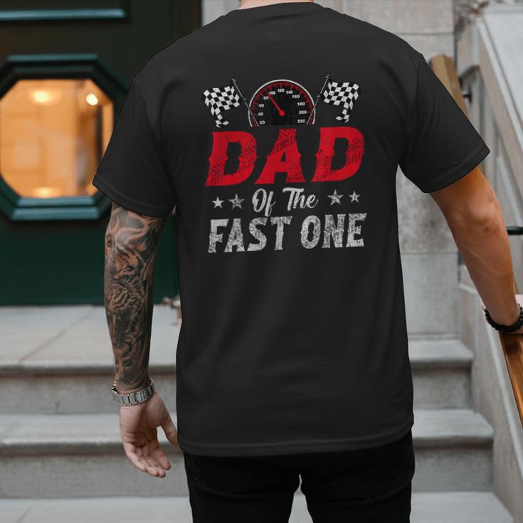 Dad Of The Fast One 1st Birthday Racing Car Family Men's Back Print T-Shirt