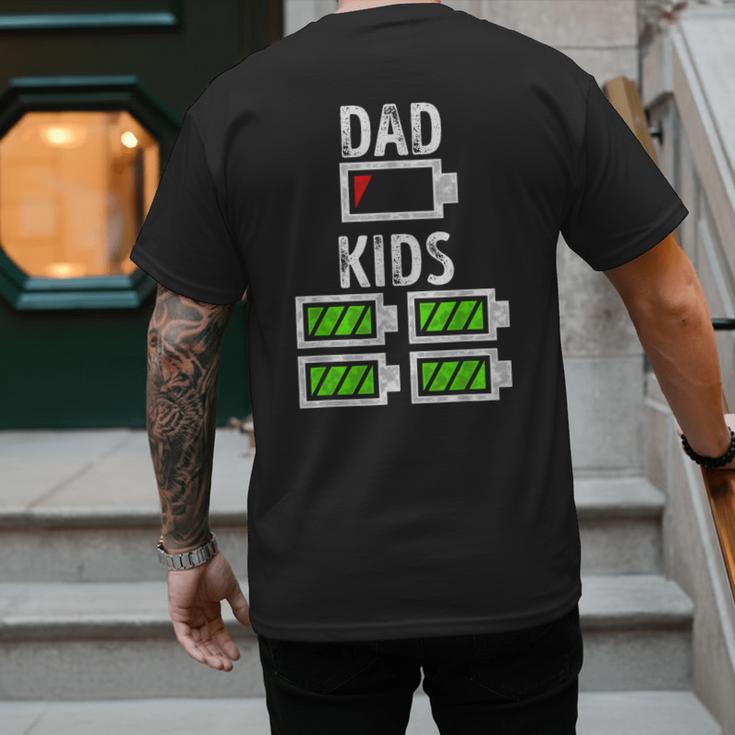 Dad Of Four Low Battery Father Of 4 Kids Dad Men's Back Print T-Shirt