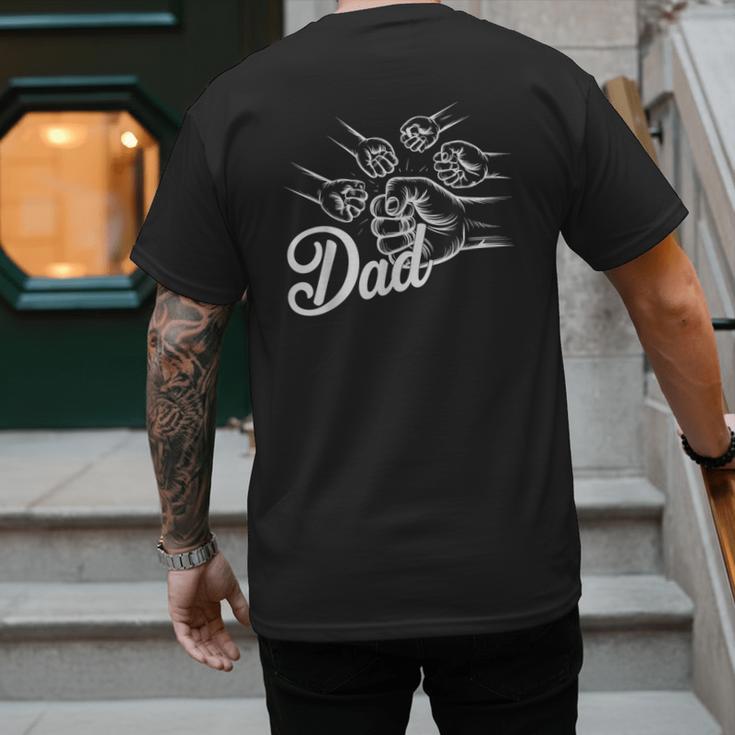 Dad Of Four Toddler Kids Fathers Day Fist Bump Family Men's Back Print T-Shirt
