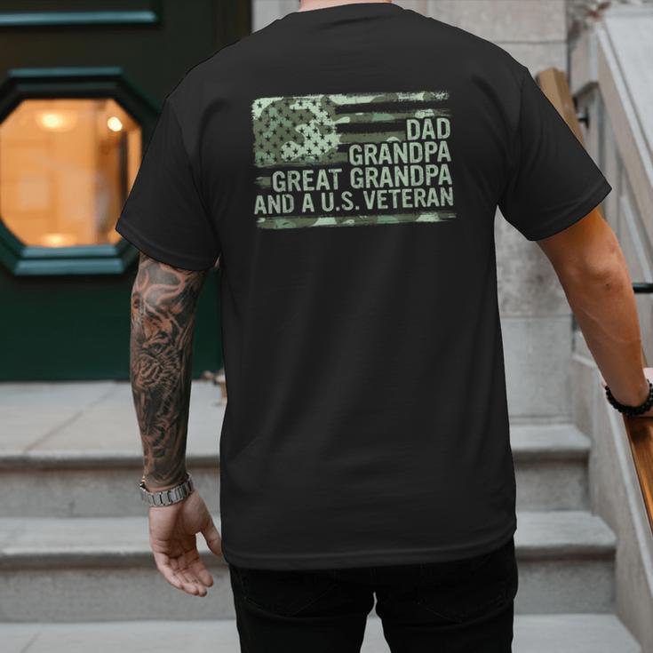 Dad Grandpa Great Grandpa Veteran Fathers Day Great Grandpa Men's Back Print T-Shirt