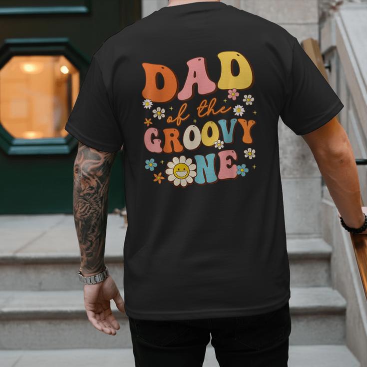 Dad Of The Groovy One 1st Birthday Pregnancy Announcement Men's Back Print T-Shirt
