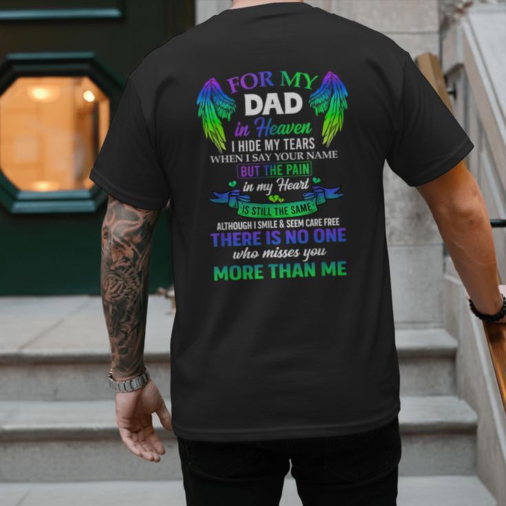 For My Dad In Heaven Touching Tribute For Passed Away Father Men's Back Print T-Shirt
