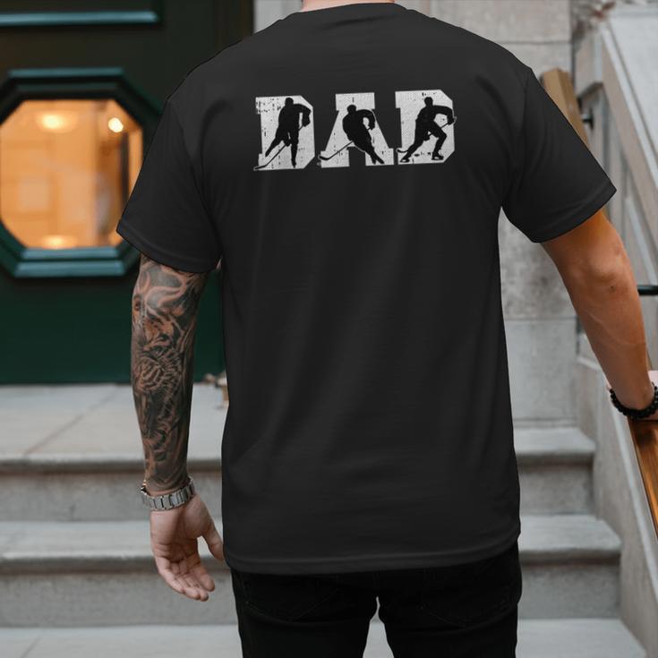 Dad Hockey Fathers Day Cool Sport Player Papa Dada Pops Men's Back Print T-Shirt