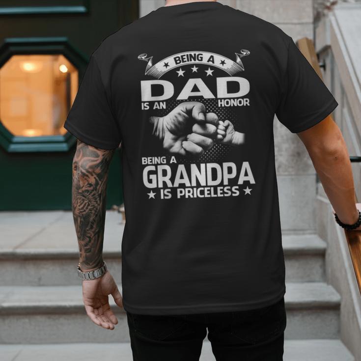 Being A Dad Is An Honor Being A Grandpa Is Priceless Men's Back Print T-Shirt