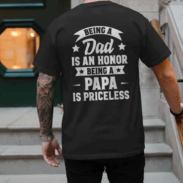 Being A Dad Is An Honor Being A Papa Is Priceless Men's Back Print T-Shirt