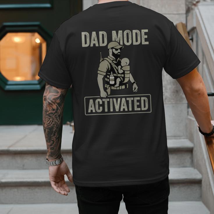 Dad Mode Activated Tactical Baby Carrier Military Father Men's Back Print T-Shirt