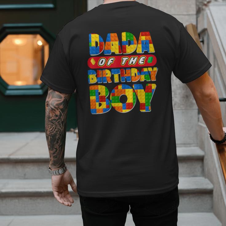 Dad And Mom Dada Birthday Boy Building Bricks Family Party Men's Back Print T-Shirt