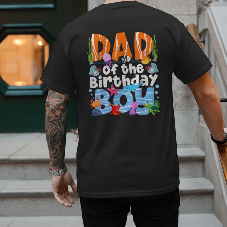 Dad Under Sea Birthday Party Boys Ocean Sea Animals Themed Men's Back Print T-Shirt