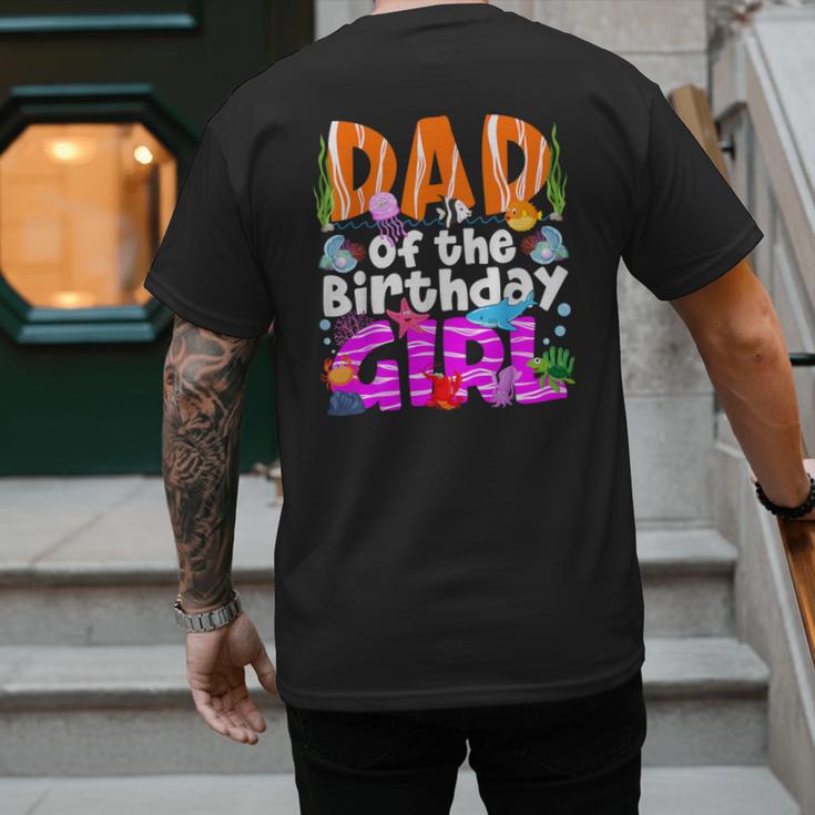 Dad Under Sea Birthday Party Girls Ocean Sea Animals Themed Men's Back Print T-Shirt