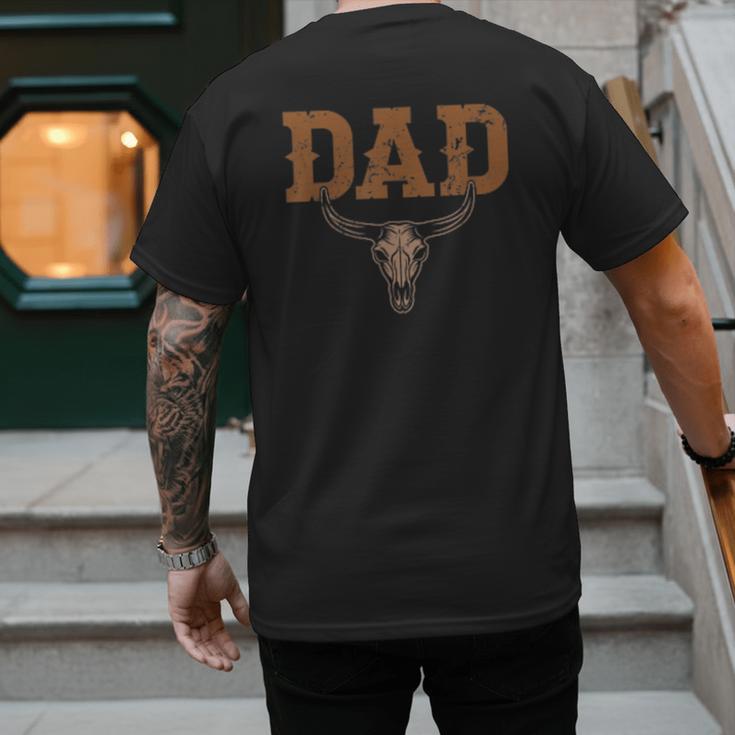 Dad Skull Fathers Day Shirt Western Rodeo Family Matching Men's Back Print T-Shirt