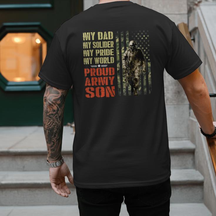 My Dad Is A Soldier Hero Proud Army Son US Military Men's Back Print T-Shirt
