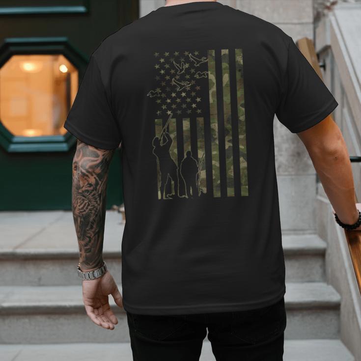 Dad And Son Duck Hunting Father And Son Matching Hunting Men's Back Print T-Shirt