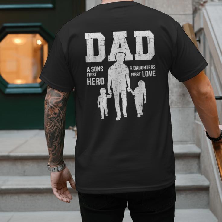 Dad Sons First Hero Daughter Love For Father's Day Men's Back Print T-Shirt