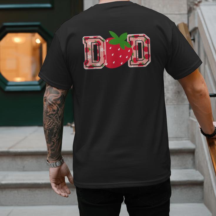 Dad Strawberry Birthday Men's Back Print T-Shirt