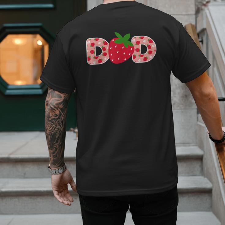 Dad Strawberry First Birthday Family Strawberry Men's Back Print T-Shirt