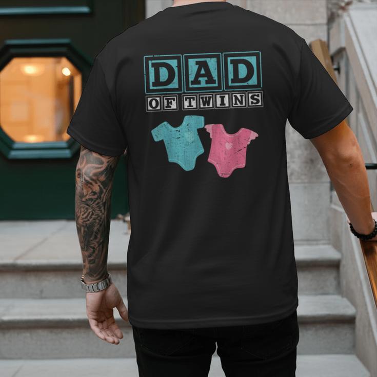 Dad Of Twins Family Daddy Fathers Day Future Parents Men's Back Print T-Shirt Dad Of Twins Family Daddy Fathers Day Future Parents Men's Back Print T-Shirt