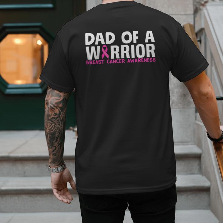 Dad Of A Warrior Breast Cancer Awareness Support Daughter Men's Back Print T-Shirt