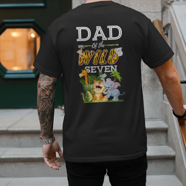 Dad Of The Wild Seven Animal Safari 7th Birthday Party Men's Back Print T-Shirt