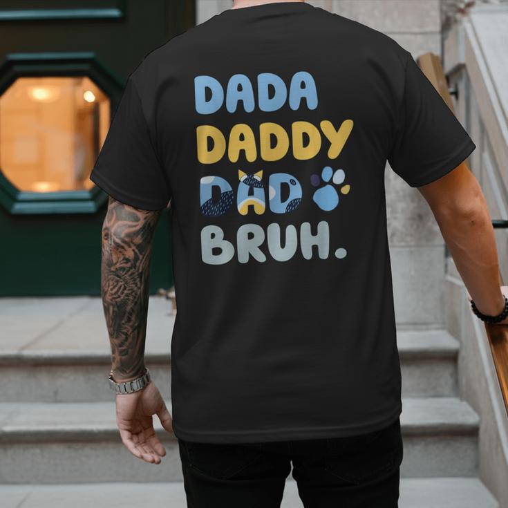 Dada Daddy Dad Bruh Fathers Day Blue Dog Men's Back Print T-Shirt