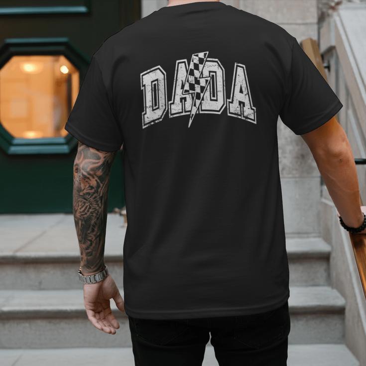 Dada Lightning Bolt Checkered Varsity Dad Men Father's Day Men's Back Print T-Shirt Dada Lightning Bolt Checkered Varsity Dad Men Father's Day Men's Back Print T-Shirt