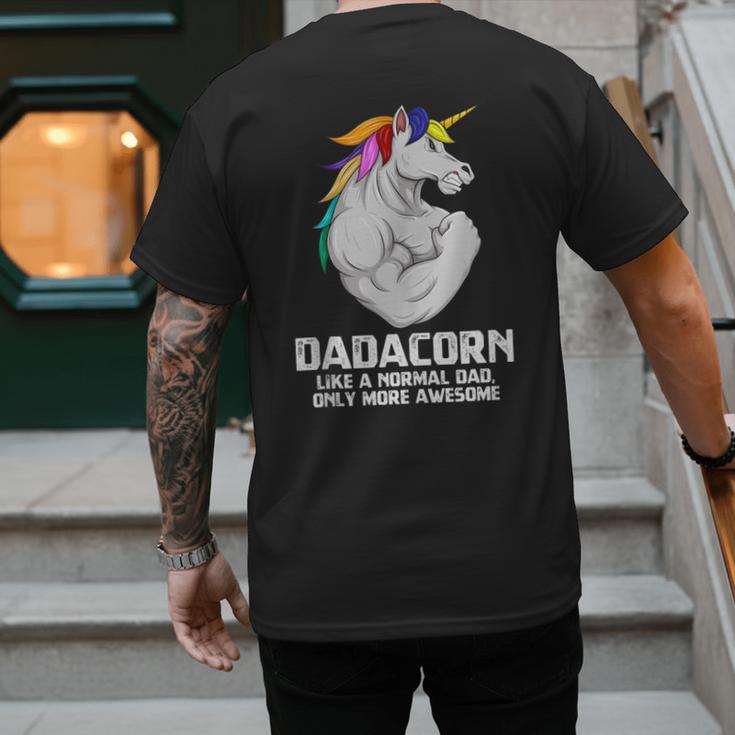 Dadacorn Muscle Dad Unicorn Fathers Day Men's Back Print T-Shirt
