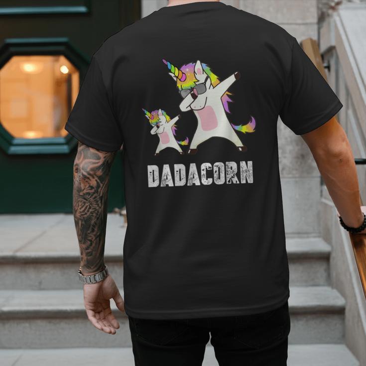 Dadacorn Shirt Unicorn Dad And Baby Best Father Men's Back Print T-Shirt