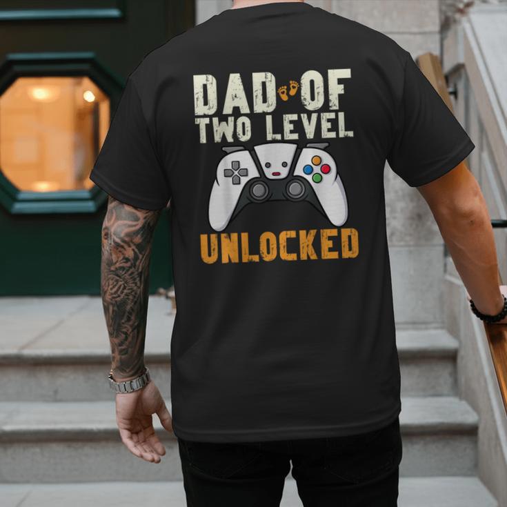 Daddy Again Leveled Up To Dad Of 2 Gamer Dad Level Unlocked Men's Back Print T-Shirt