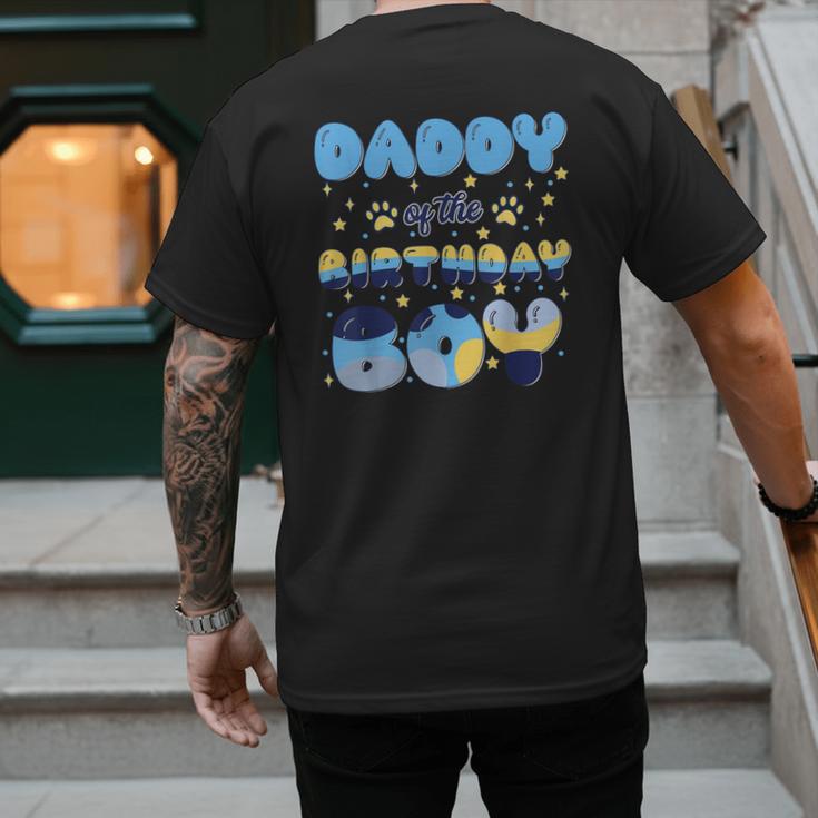 Daddy Of The Bday Boy Blue Dog Theme Party Family Matching Men's Back Print T-Shirt