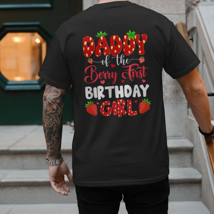 Daddy Of The Berry First Birthday Of Girl Strawberry Men's Back Print T-Shirt