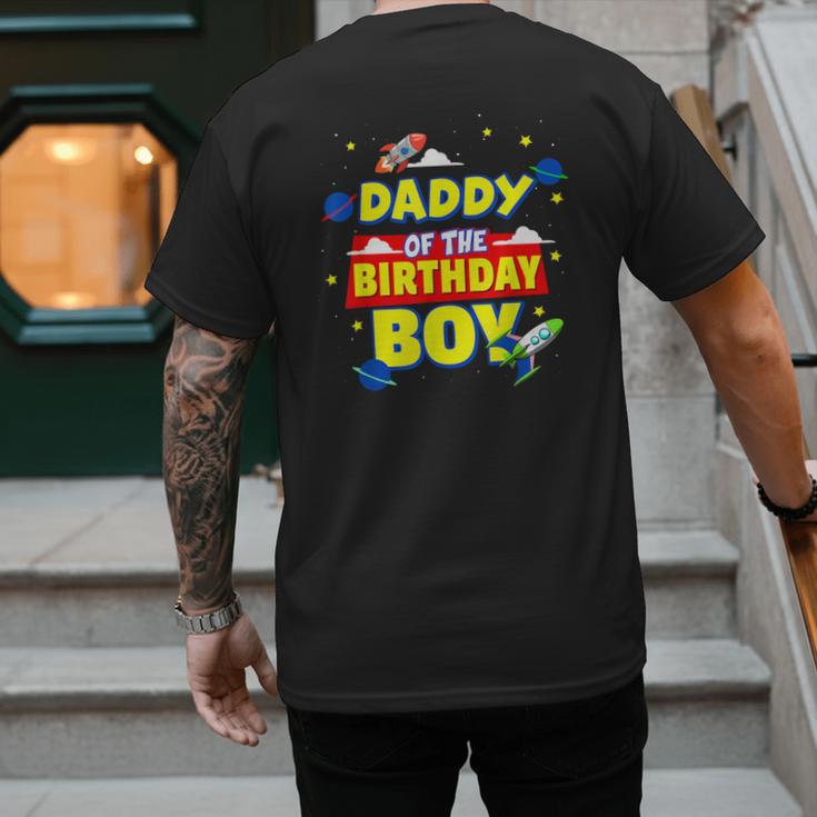 Daddy Of The Birthday Astronaut Boy Outer Space Theme Party Men's Back Print T-Shirt