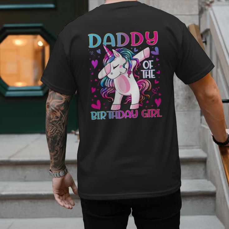 Daddy Of The Birthday Girl Dabbing Unicorn Dad Daddy Small Men's Back Print T-Shirt