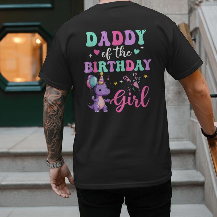 Daddy Of The Birthday For Girl Dinosaur T-Rex Party Family Men's Back Print T-Shirt