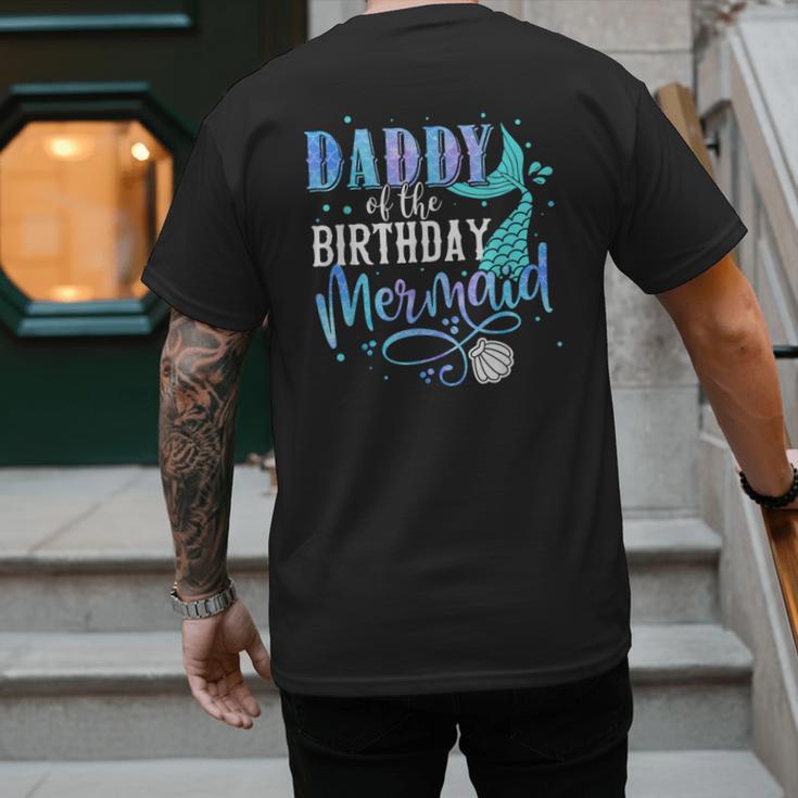 Daddy Of The Birthday Mermaid Family Matching Dad Papa Men's Back Print T-Shirt Daddy Of The Birthday Mermaid Family Matching Dad Papa Men's Back Print T-Shirt