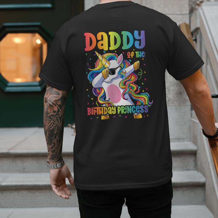 Daddy Of The Birthday Princess Girl Dabbing Unicorn Dad Men's Back Print T-Shirt