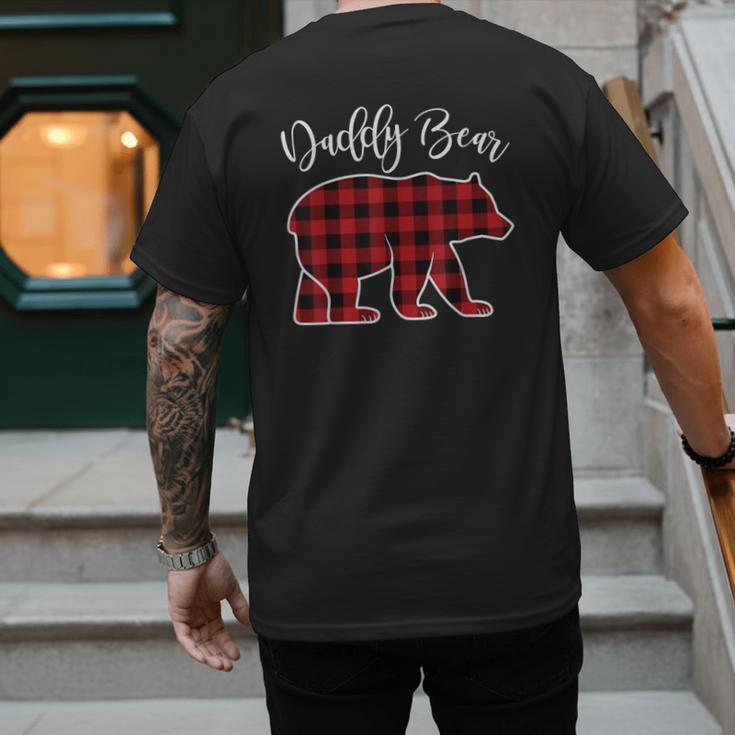 Daddy Dad Bear Pajama Red Buffalo Xmas Family Christmas Men's Back Print T-Shirt