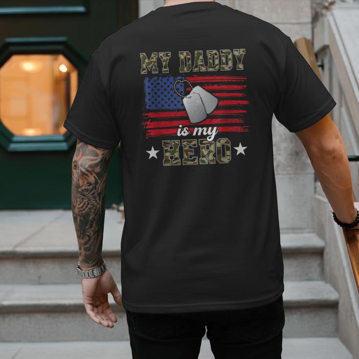 My Daddy Is My Hero Military Dad American Flag Army Proud Ar Men's Back Print T-Shirt
