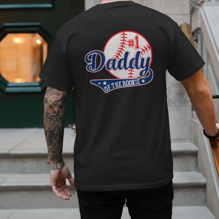 Daddy Of Rookie 1st Birthday Baseball Theme Matching Party Men's Back Print T-Shirt Daddy Of Rookie 1st Birthday Baseball Theme Matching Party Men's Back Print T-Shirt