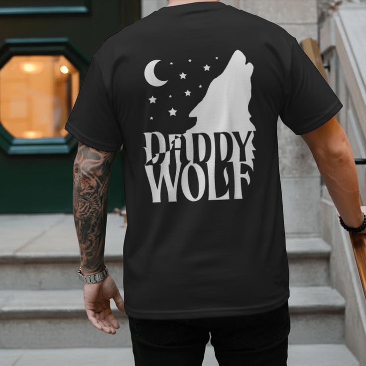 Daddy Wolf Matching Family Tribe Wolves Moon Men's Back Print T-Shirt